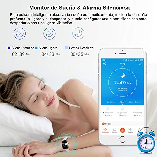 Yishark Reloj Inteligente Mujer Pulsera de Actividad Niños Hombres Podómetro Reloj Deportivo Monitor de Sueño Fitness Tracker Smartwatch Pulsómetros Contador de Calorías Pasos Reloj Salud