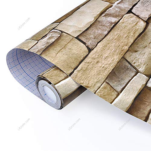 Yizunnu Papel pintado 3D con patrón de ladrillo, vinilo autoadhesivo impermeable para pared, dormitorio, sala de estar, cocina, decoración del hogar, 0.45 x 10 m