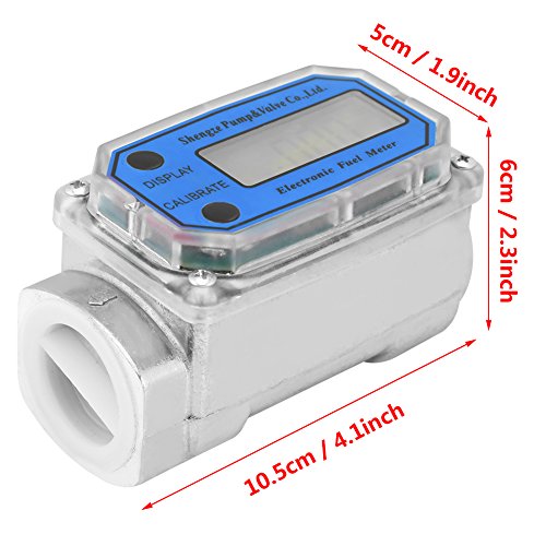 Yosoo Health Gear Medidores de Flujo Digitales de turbina Medidor de Flujo Digital de 1 '', medidor de Flujo de Combustible Diesel para medir Gasolina, Queroseno, químicos, Agua, líquido(Azul)