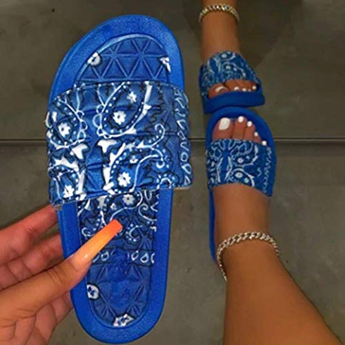 ypyrhh Zapatos de Piscina de Suela Blanda Baño,Zapatillas de Playa Flor Raso-Azul_43,Top Chanclas Unisex para Adultos