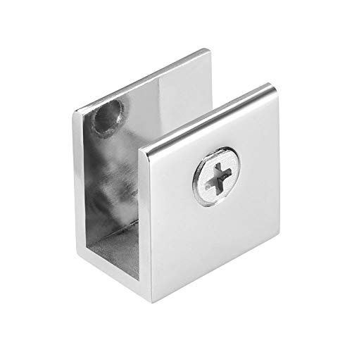 YQ 4 Piezas Abrazaderas de Vidrio 8-12mm, Soporte de Vidrio Para Baño Rectangular Ajustable con Doble Orificio,Aleación de Zinc Pulido Acabado.Incluyendo Tacos y Tornillos