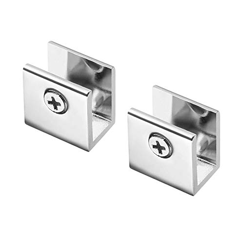 YQ 4 Piezas Abrazaderas de Vidrio 8-12mm, Soporte de Vidrio Para Baño Rectangular Ajustable con Doble Orificio,Aleación de Zinc Pulido Acabado.Incluyendo Tacos y Tornillos