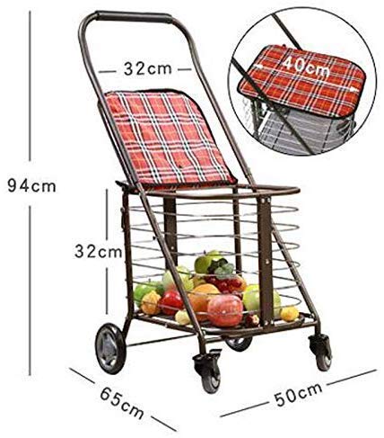 YUXIwang Carrito de almacenamiento multifunción plegable portátil carrito de compras, coche de supermercado 4 ruedas y fácil de usar y gran compatible con movilidad