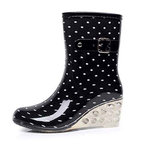 YWLINK Botas De Lluvia Mujer Hunter Zapatos CuñA Botas De Lluvia Hebilla con Cremallera Lateral Transparentes Zapatos De Goma Moda Casual Antideslizante Botas De Nieve PVC TamañO Grande(Blanco,40EU)