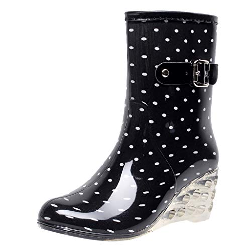 YWLINK Botas De Lluvia Mujer Hunter Zapatos CuñA Botas De Lluvia Hebilla con Cremallera Lateral Transparentes Zapatos De Goma Moda Casual Antideslizante Botas De Nieve PVC TamañO Grande(Blanco,40EU)