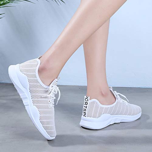 YWLINK Malla Casual para Mujer Zapatos Casuales Ligeros Antideslizantes Zapatillas Deportivas Corriendo Transpirable Ciclismo El FúTbol MontañIsmo Viajes Al Aire Libre Yoga(Blanco,39EU)