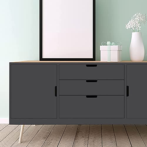 YXHZVON Vinilo Adhesivo Muebles Negro Mate, 40 x 500 cm Vinilo Negro Mate Muebles, Vinilos Decorativos de Pared para Muebles,Cocina, Baño,Impermeable Pegatina