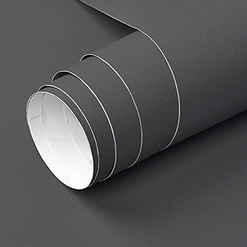 YXHZVON Vinilo Adhesivo Muebles Negro Mate, 40 x 500 cm Vinilo Negro Mate Muebles, Vinilos Decorativos de Pared para Muebles,Cocina, Baño,Impermeable Pegatina