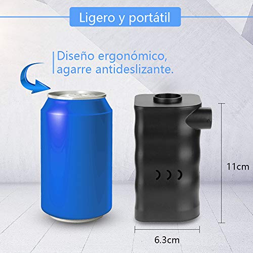 Zacro 6000mAh Aire Bomba Portable Eléctrica para Inflables y Deflación Rápida,Electrificado por USB o 12V Salida del Vehículo,3 Boquillas para Inflar Colchones,Tumbonas,etc.