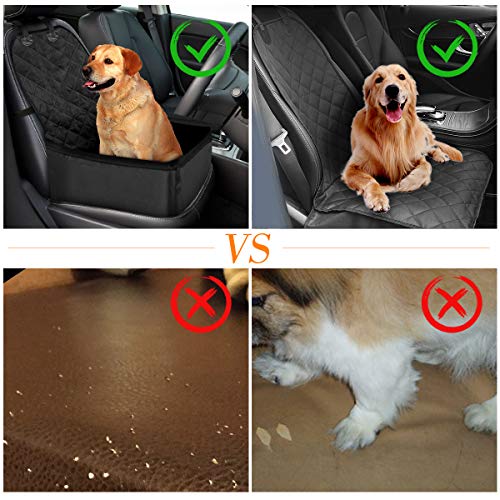 Zaeel Cubierta Asiento Coche Perro, Protector de Asiento de Coche para Mascota 2 en 1 Funda Impermeable con Doble Cremallera Cubierta de Protección del Perro para Mascotas y Viajes