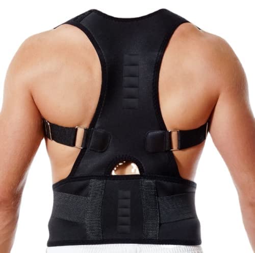 Zagon Corrector de espalda-corrector de postura-discreto para hombre y mujer-faja lumbar para trabajar-totalmente ajustable-corrector para reducir el dolor de espalda (negro) (L/XL)