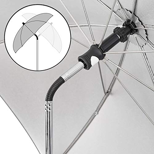 Zamboo - Sombrilla Carrito bebe Universal / Parasol Silla de Paseo flexible con soporte para tubos redondos y ovalados, Protección UV50+, diámetro 73 cm - Negro