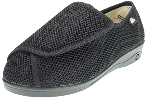 Zapatilla Ancho Especial Mujer Rejilla Nailon Velcro con Tratamiento Antibacteriano Sanitized - Marca CELIARUIZ Negro Talla 41