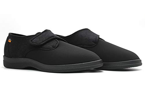 Zapatilla con Cierre Velcro y Pala Licra Elastica, Suela Ancha (Negro, Numeric_40)