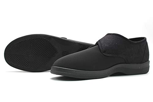 Zapatilla con Cierre Velcro y Pala Licra Elastica, Suela Ancha (Negro, Numeric_40)