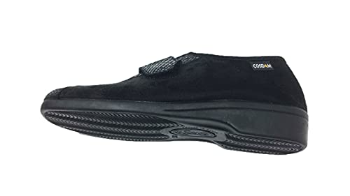 Zapatilla de Calle/Mujer/Cosdam/Material Bamara/Ancho Especial/Negro/Cuña 3 cm/Cierre fácil/Talla 35