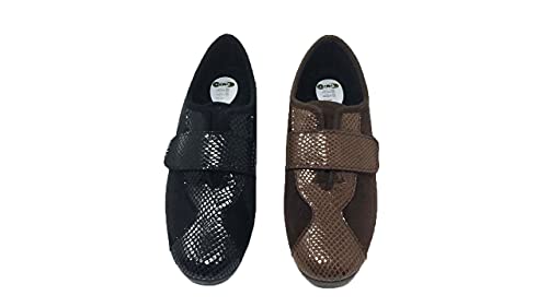 Zapatilla de Calle/Mujer/Cosdam/Material Bamara/Ancho Especial/Negro/Cuña 3 cm/Cierre fácil/Talla 35