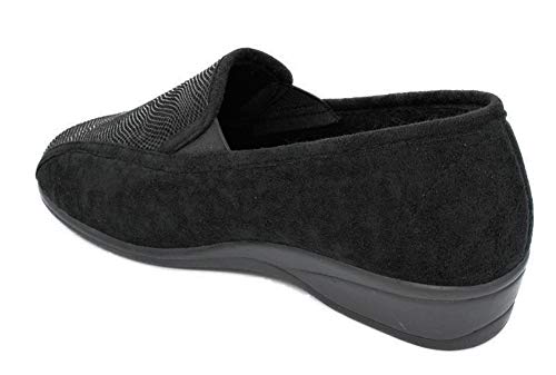 Zapatilla DE CASA DOCTOR CUTILLAS Licra ORTOPÉDICO Negro para Mujer (Negro, 36)