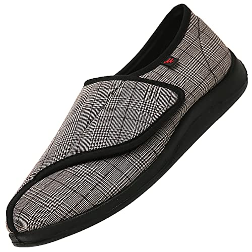 Zapatilla Rejilla Extra Ancho Especial，Calzado de casa con Cierre de Edema de Felpa cálida,Lavable a máquina,Interior/Exterior con Suela Antideslizante，Brown▁38