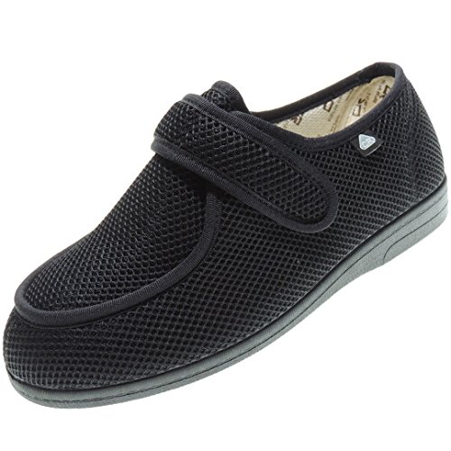 Zapatillas Ancho Especial - Marca Celia Ruiz - Wallaby - Antibacterianas Sanitized - Diabéticos - Posoperatorio - Ajuste Adaptable - Ancho Ajustable - Hombre Mujer Unisex Negro Talla 45