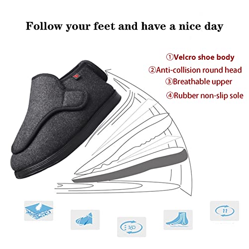 Zapatillas Ancho Especial para Pies Delicados，Cojín para Caminar Fitness Ocio enfermería Zapatos Ligeros ortopédicos Artritis Diabetes Dolor de talón，Dark Gray▁40