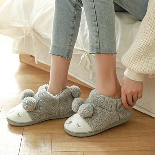 Zapatillas Botas Casa Animales de Invierno para Mujer Suaves Peluche Caliente Gris Alto 37/38