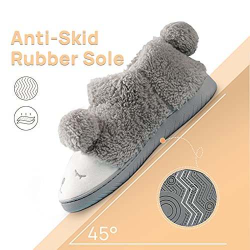 Zapatillas Botas Casa Animales de Invierno para Mujer Suaves Peluche Caliente Gris Alto 37/38