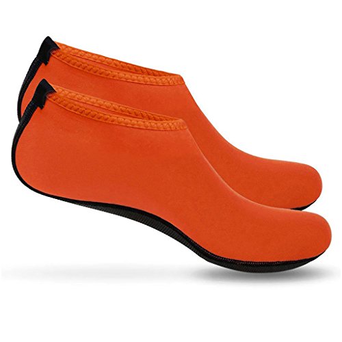 Zapatillas de Deporte acuático BOOLAVARD Barefoot Calcetines de Yoga Aqua de Secado rápido para Hombres, Mujeres y niños (M - 38-39 EU, Naranja)