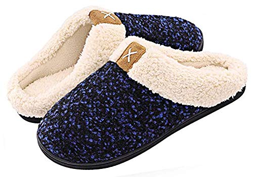 Zapatillas de Estar por casa Mujer Hombre Espuma de Memoria Invierno Interior Pantuflas Caliente Forro Ultraligero Cómodo y Antideslizante,Azul,38/39 EU(270MM)