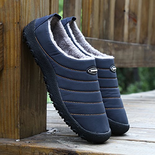 Zapatillas de Estar por Casa Mujer Hombre, Invierno Zapatos de Casa con Forro de Cálido - Cálidas y Cómodas - con Suela Antideslizante para Exterior e Interior,Azul 43