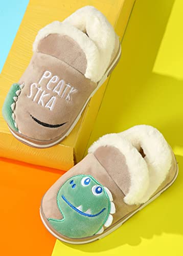 Zapatillas de Estar por Casa para Niños Niñas Pantuflas Invierno Casa Caliente Peluche de Zapatilla Slipper Interior Marrón 20=27/28 EU