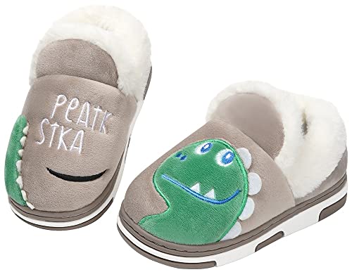 Zapatillas de Estar por Casa para Niños Niñas Pantuflas Invierno Casa Caliente Peluche de Zapatilla Slipper Interior Marrón 20=27/28 EU