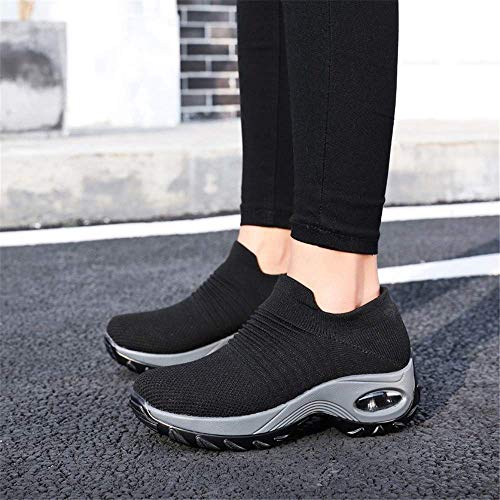 Zapatillas Deportivas de Mujer Zapatos Running Fitness Gym Outdoor Sneaker Casual Mesh Transpirable Comodas Calzado Negro Talla 38