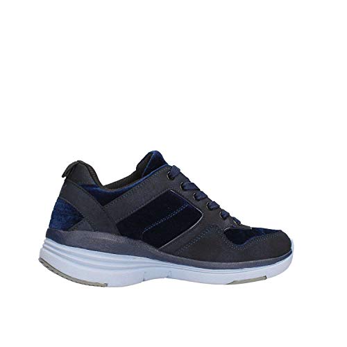 Zapatillas Deportivas de Nubuck con tacón Interno de 6 cm - Azul Marino - 39