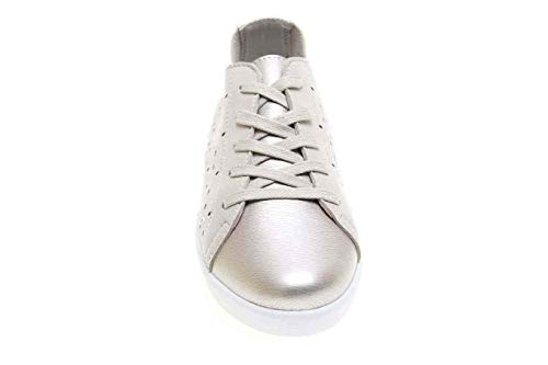 Zapatos Cordones Puntera Metalizada Plantilla Extraible (Platino, Numeric_37)