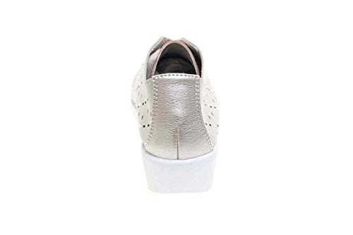 Zapatos Cordones Puntera Metalizada Plantilla Extraible (Platino, Numeric_37)