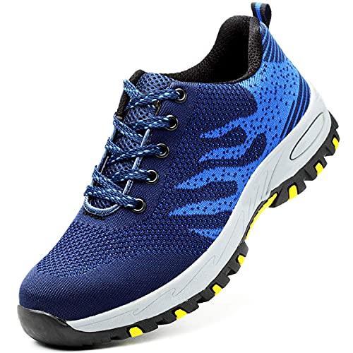 Zapatos de Seguridad para Hombre Zapatillas Zapatos de Mujer Seguridad de Acero Ligeras Calzado de Trabajo para Comodas Unisex Zapatos de Industria y Construcción 115-Azul 45