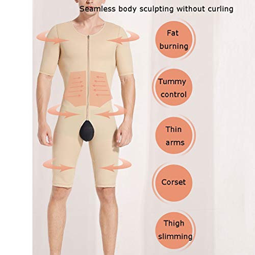 ZAYZ Corsé de Alta Compresión para Hombre Fajas de Liposucción, Body Moldeador de Cuerpo Completo para La Ginecomastia Ocultar Tetas Faja (Color : Skin, Size : XS)