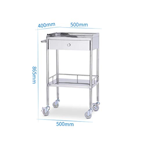 ZBBN Carro con Ruedas para Instrumentos médicos, Carro de anestesia para cirugía de Emergencia hospitalaria con un Solo cajón, Carro silencioso de Acero Inoxidable