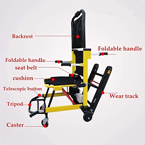 ZBBN Silla de Escalera EMS, Silla de Ruedas eléctrica Plegable para Subir escaleras, Silla de evacuación de Lujo con Ruedas, chasis de elevación Inteligente Que Puede Subir y Bajar escaleras, par