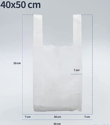 ZCENTER Bolsas de Plástico 50x60CM Tipo Camiseta Resistentes, Reutilizables y Recicladas Tamaño Cumple Normativa Aptas Uso Alimentario Paquete de 120 unidades(50x60CM)