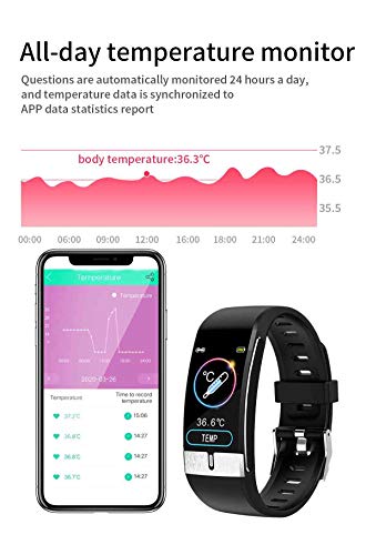 Zeerkeer ECG y Reloj de Pulsera Monitor de frecuencia cardíaca PPG Fitness Watch para Actividad Física Fitness Tracker Contador de Pasos para Mujeres (Rojo-Negro)