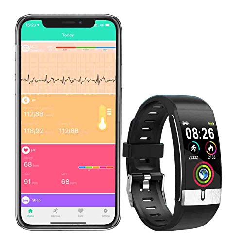 Zeerkeer ECG y Reloj de Pulsera Monitor de frecuencia cardíaca PPG Fitness Watch para Actividad Física Fitness Tracker Contador de Pasos para Mujeres (Rojo-Negro)