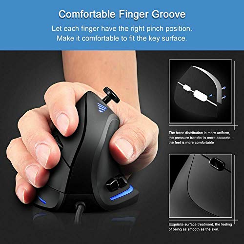 Zeerkeer Ratón Vertical para Juegos con Joystick, Ratón Ergonómico con Cable 10000 dpi,11 Botones Mouse Gaming Portátil Diseño Ergonómico Vertical