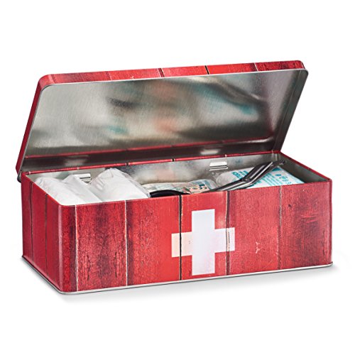 Zeller 19233 First Aid - Botiquín (metal, 26,2 x 13,8 x 8,2 cm), color rojo