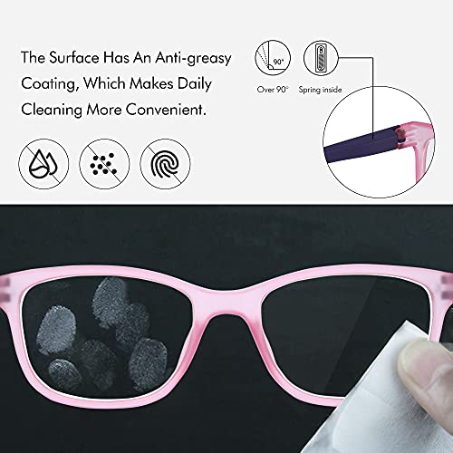 ZENOTTIC Gafas Infantiles de Bloqueo de Luz Azul para Ordenadores Gafas de Juego de Lentes Antirreflejos y Ligeros Protección de Ojos para Niños y Niñas (ROSADO)