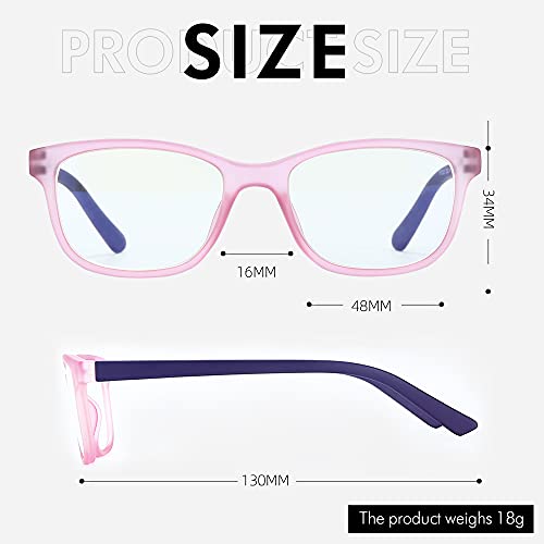 ZENOTTIC Gafas Infantiles de Bloqueo de Luz Azul para Ordenadores Gafas de Juego de Lentes Antirreflejos y Ligeros Protección de Ojos para Niños y Niñas (ROSADO)