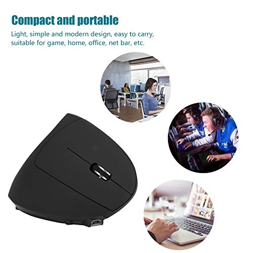 Zerodis Ratón para Juegos Vertical para PC/portátil Recargable 2.4GHz Óptico 1600DPI Inalámbrico Ergonómico Inalámbrico