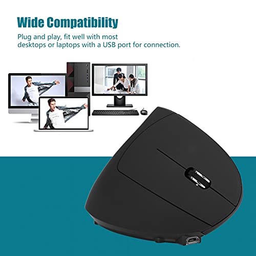 Zerodis Ratón para Juegos Vertical para PC/portátil Recargable 2.4GHz Óptico 1600DPI Inalámbrico Ergonómico Inalámbrico