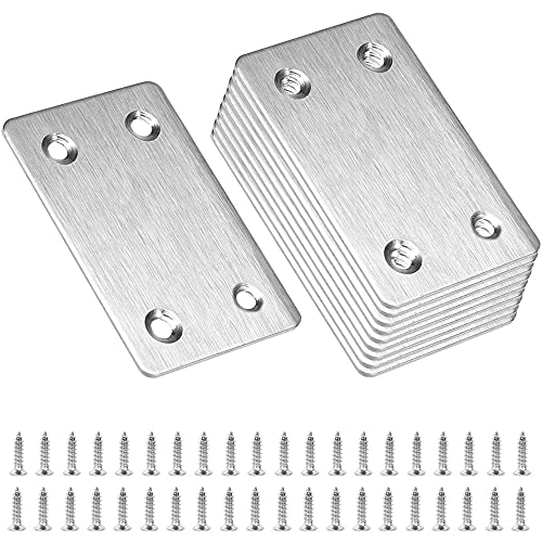 ZHIQIN 10pcs Soportes De Placa Plana Pletina De Acero Inoxidable Pletinas De Acero De Esquina Planos Inoxidable Placas De FijacióN De Metal Plano Para Muebles Silla De Madera Bricolaje